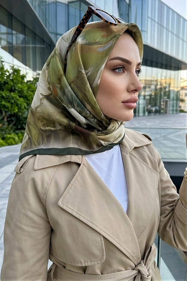 Khaki Patterned Soft Scarf
