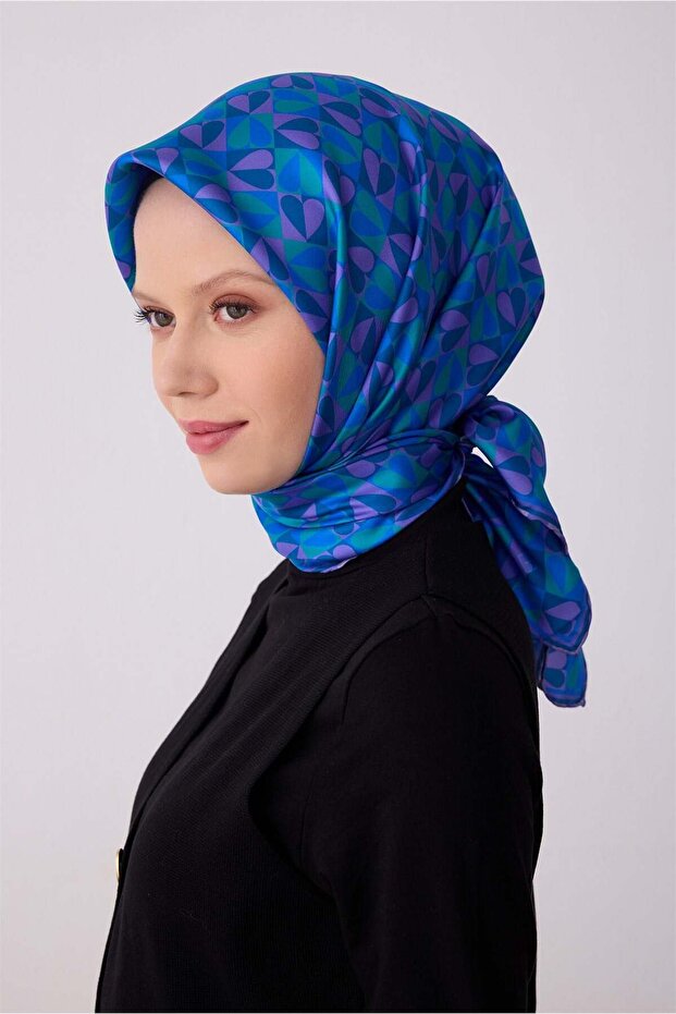 Tivil Pure Silk Scarf 4322 - 52 Blue Flower Pattern