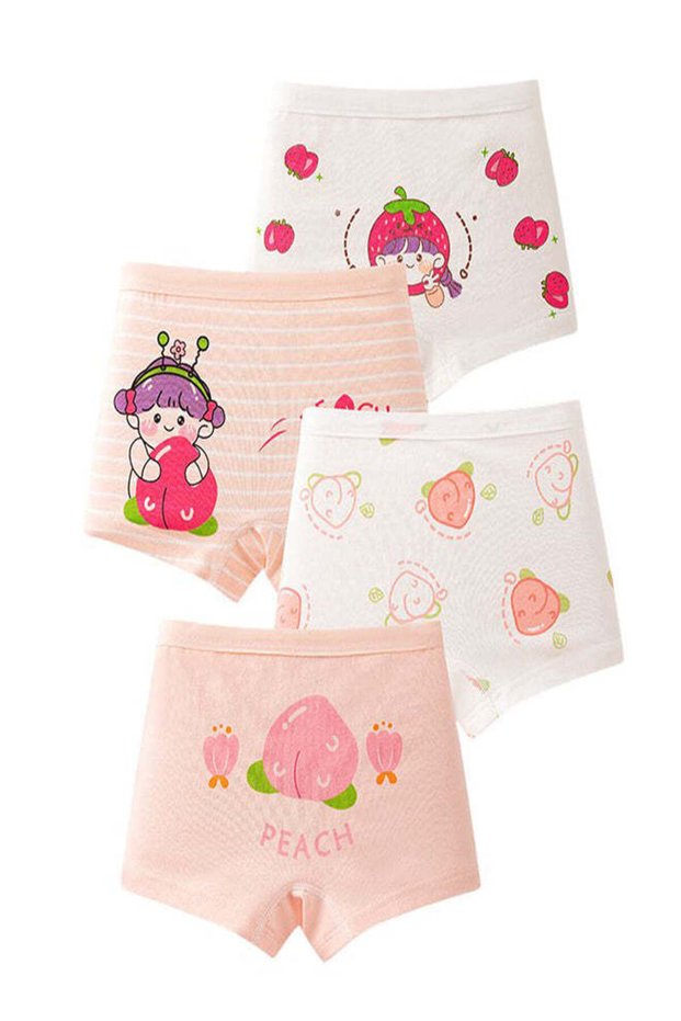Girls Cotton Fruit Print Briefs Pack of 4