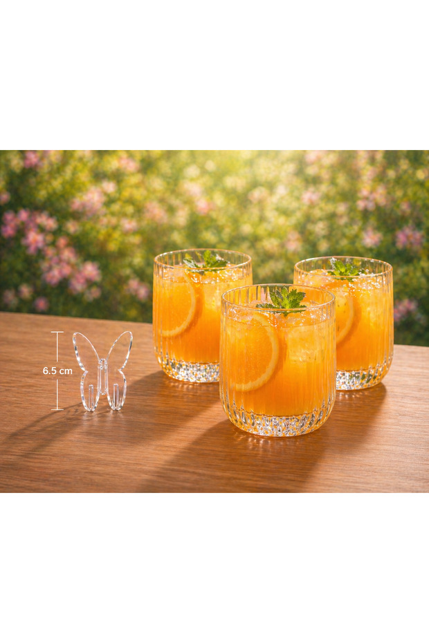 6Pcs Butterfly Shape Acrylic Glass Cup Decoration