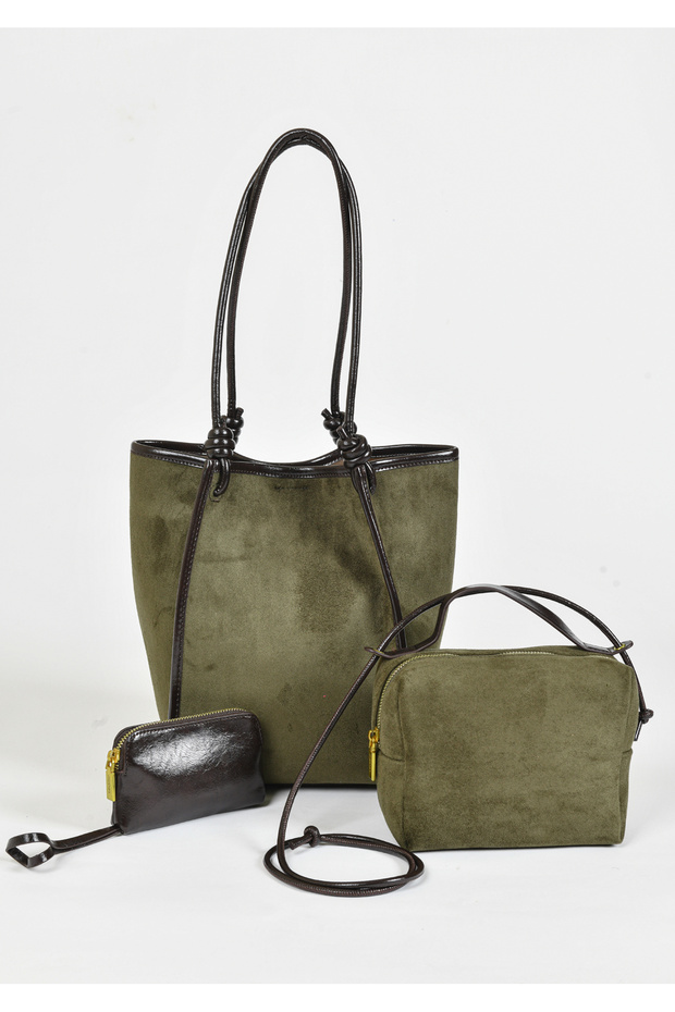 Soft Suede Women's Shoulder and Handbag Set – Stylish and Suitable for Daily Use in Green
