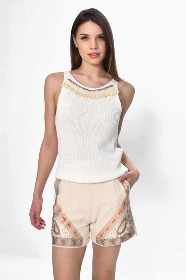Design Stone Strap Blouse - 2