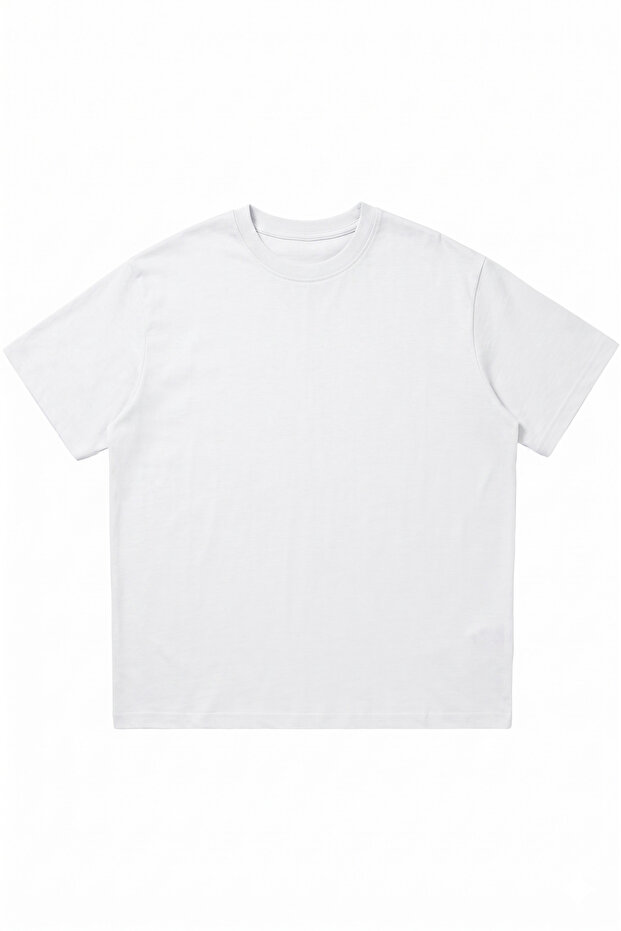 White Oversize Crew Neck Plain T-Shirt