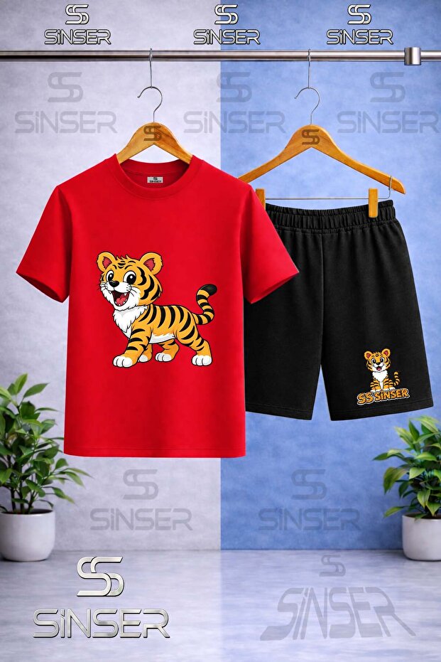 Children's Sinser Kaplan Standing Printed Crew Neck T-Shirt - Shorts Set