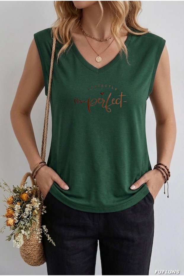 Perfectly Imperfect Printed Women's Oversized Sleeveless T-Shirt