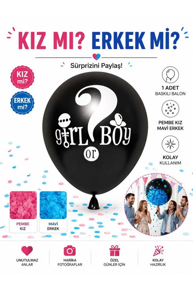 Gender Reveal Balloon Girl or Boy Pink 24 Inch – Gender Reveal Party Balloon – Baby Shower Party Decoration