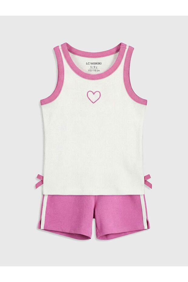 Lcw Kids Crew Neck Embroidered Girls' Set