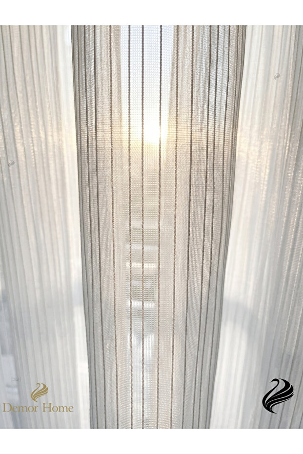 Premium Striped Tulle Curtain 1/3 Pleated, Sturdy, Wrinkle-Free Fabric, Does Not Need Ironing