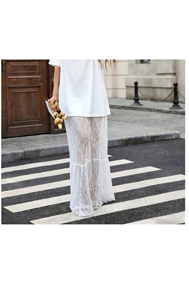 Tulle Lace Long Skirt (Unlined) Pareo