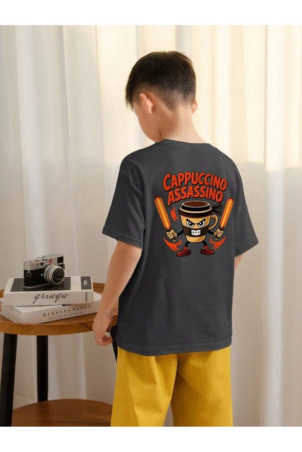 Cappuccino Assassino Printed Crew Neck 100% Cotton Short Sleeve Kids and Teenagers T-Shirt