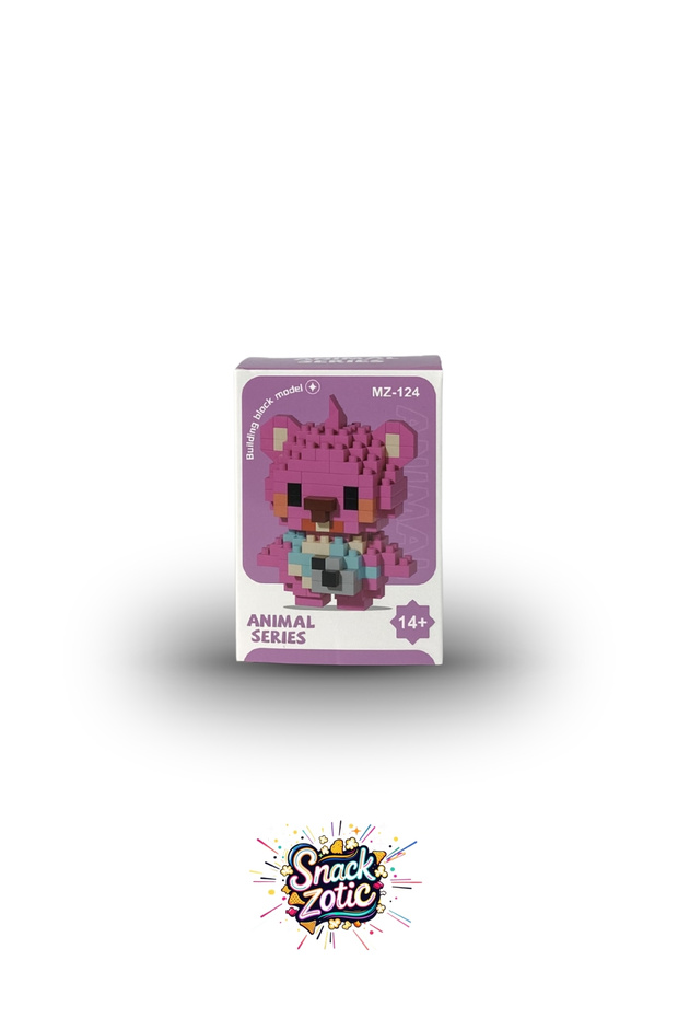 Snackzotic Animal Series Photographer Pink Bear 3D Micro Block Figure - 200 Piece Building Set