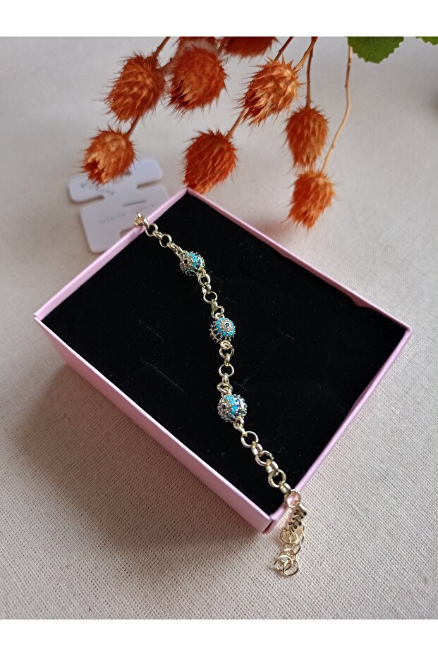 Mini Evil Eye Beaded Zircon Stone Steel Women's Bracelet
