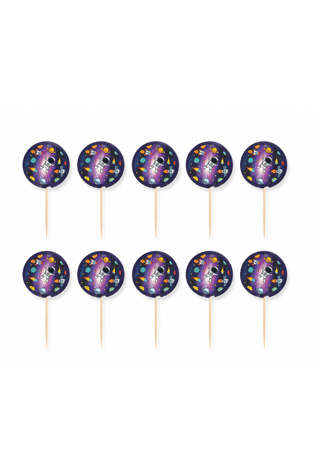 10-Pack Space Themed Cake Toothpicks Astronaut Cupcake Decoration Space Birthday Party Toothpicks