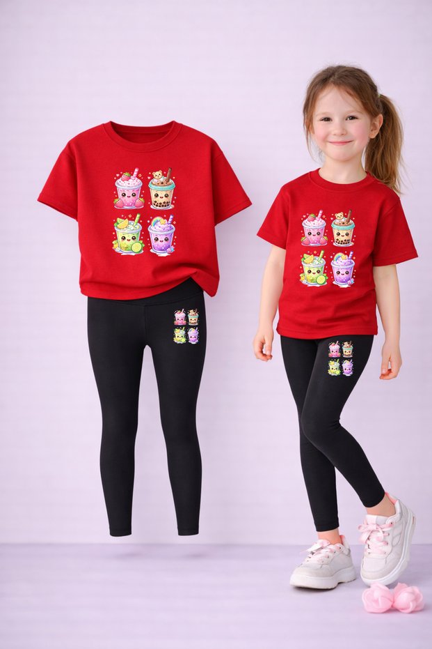 Mother Daughter Set Leggings T-Shirt Combination 100% Cotton Flexible Comfortable Fit Daily Sports Stylish Set