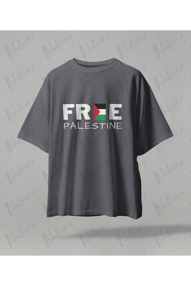 Palestine Design Oversize Unisex T-Shirt with Kefiye Pattern Streetwear Print