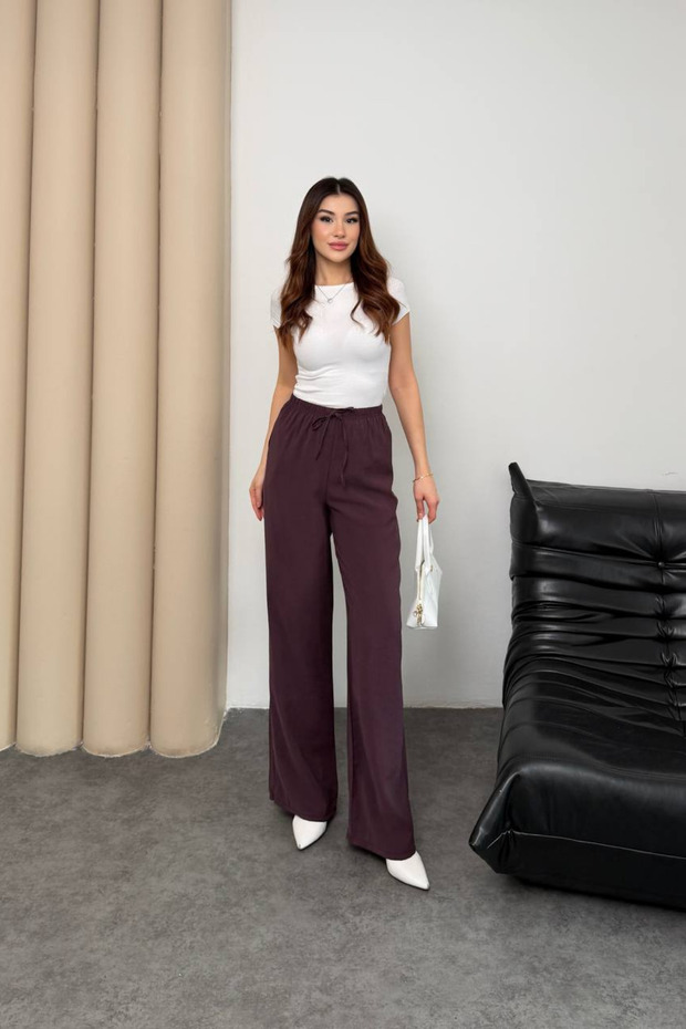 Mürdüm Tensel Tight Fit Loose Leg Pants