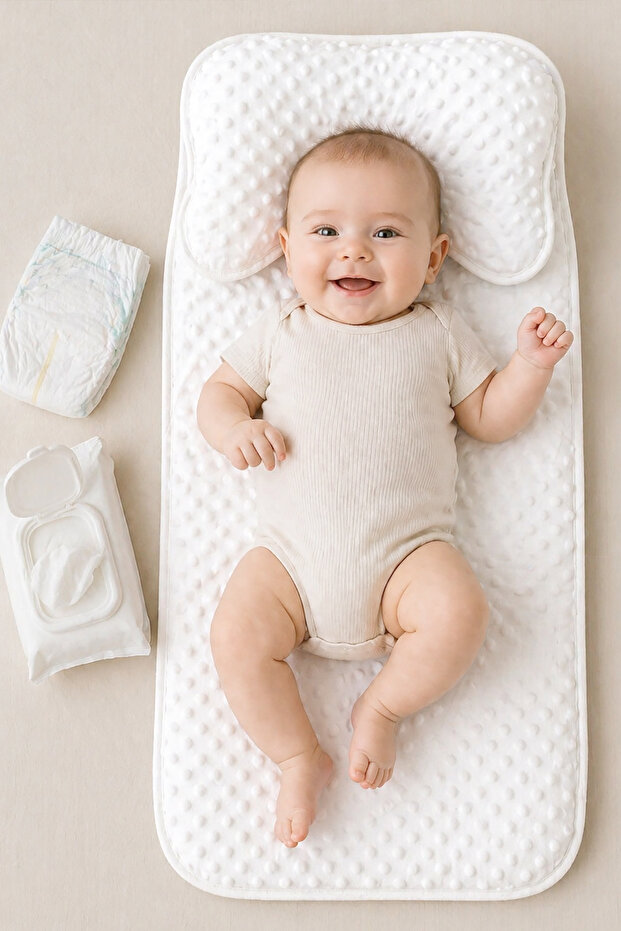 Girl Boy Baby Ecru Chickpea Cushion with Bottom Opening Stl5107