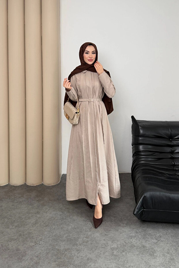 Valeno Model Coupra Model Fabric Belt Detailed Dress