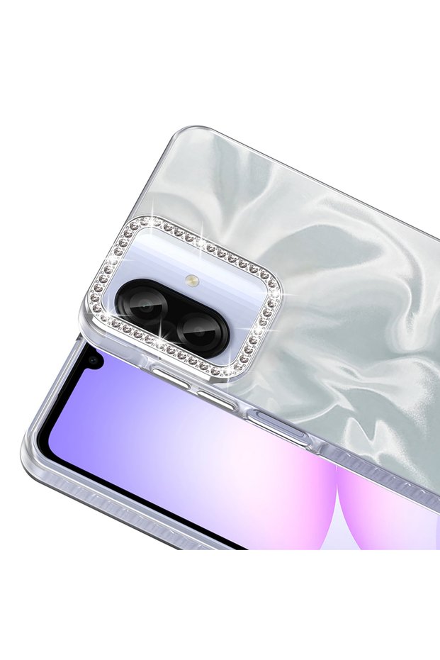 Compatible Esila Cover for Samsung Galaxy A07 Case with Airbag and Shiny Stone Detail Design