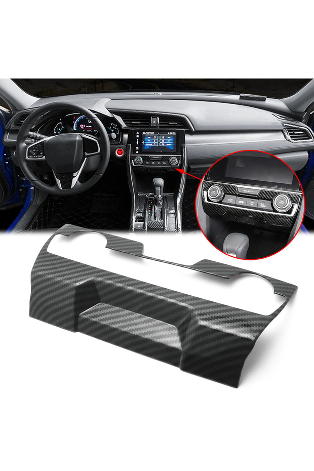 For Honda Civic Fc5 (2016 - 2022) Central Control Air Conditioning Panel Frame Carbon Fiber Finish One Piece