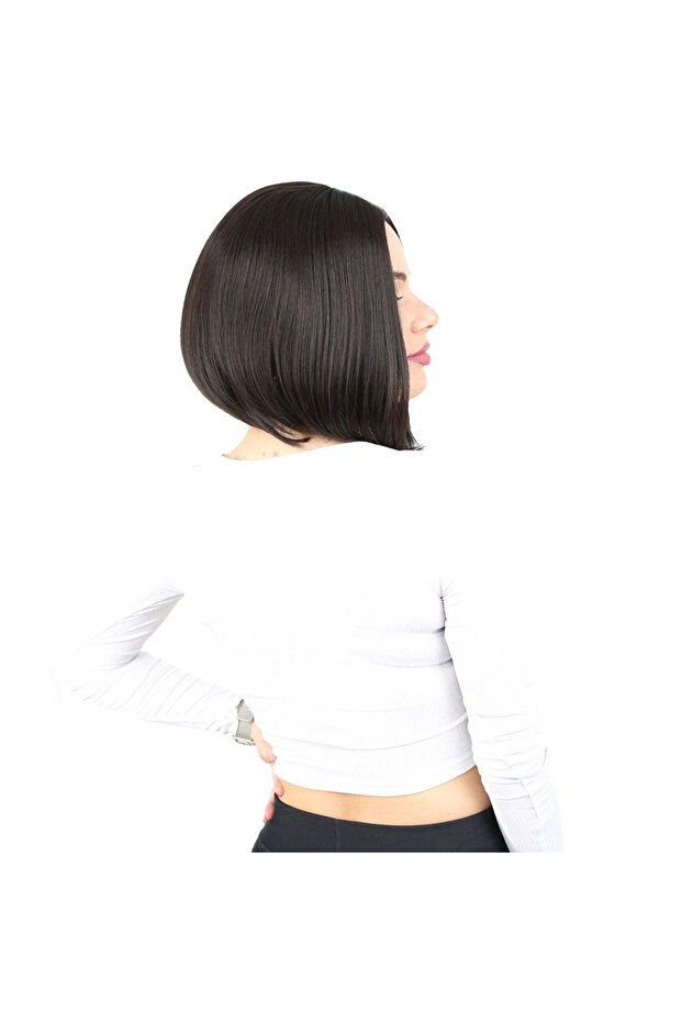 Straight Short Fiber Sen Wig Without Bangs / Brown