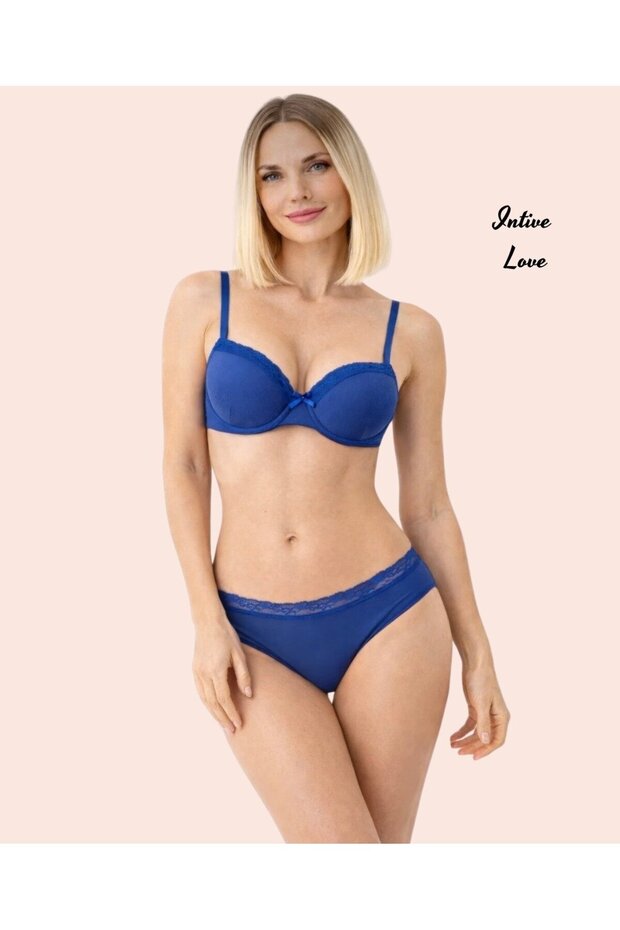 Nbb Lace Detailed Unpadded Underwire Covered Underwire Feminine Bra Set (Stylish Choice)