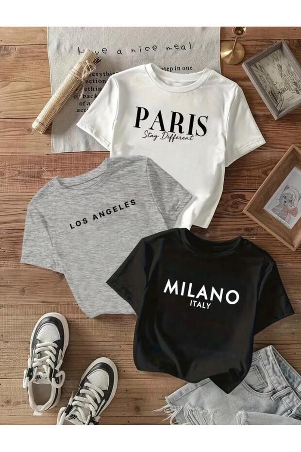 Boys' Losangeles-Paris-Milano Printed 3-Piece T-Shirt