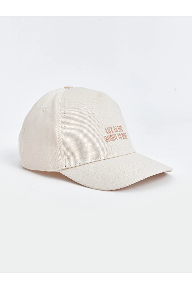 Lcw Accessories Ecru Text Embroidered Girl's Cap Hat
