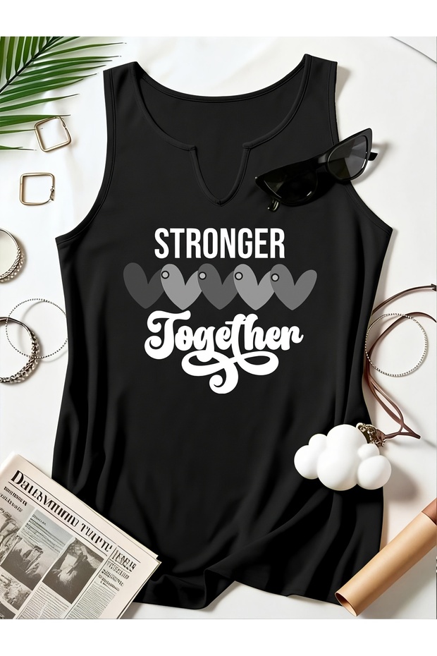 Women's Printed Half V-Neck Sleeveless Regular Fit Casual T-Shirt