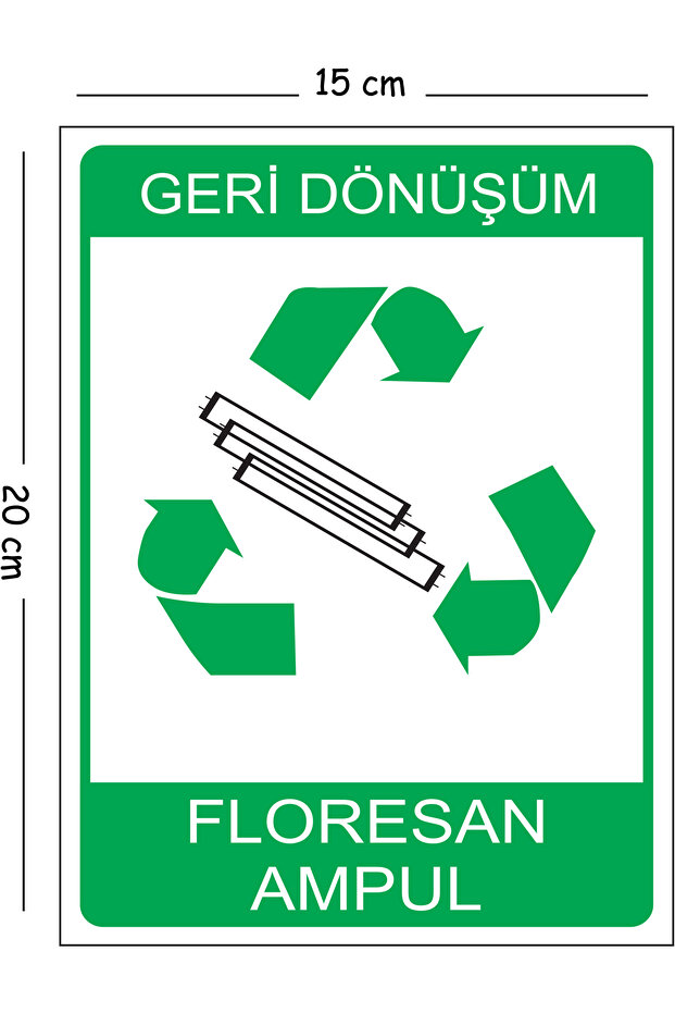 Metal Recycle Fluorescent Light Bulb 15X20 cm Warning Work Safety Sign