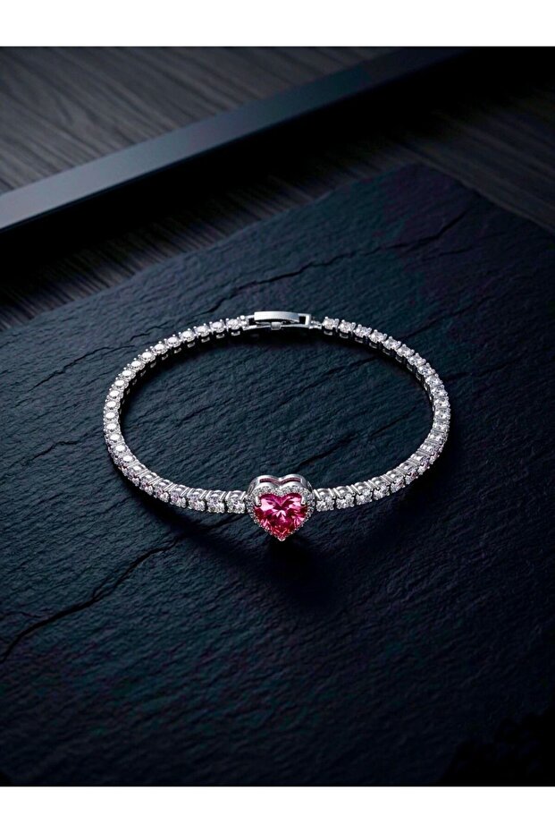 Veyron Steel Plated Heart Waterway Bracelet