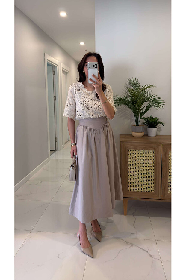 Funders Beige Waist Detailed Skirt