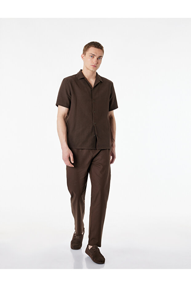Linen Cotton Blend Pocketed Summer Trousers with Tie Waist