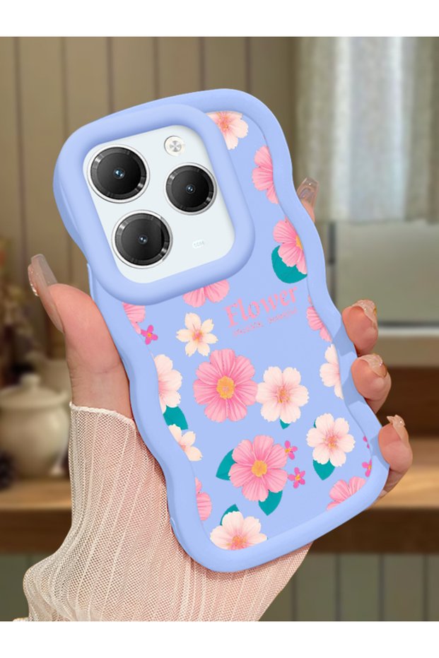 Infinix Hot 40 Compatible Shockproof Simple Blue Silicone Phone Case Cover Flower Pattern