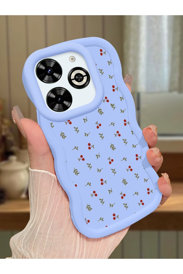 Infinix Smart 8 Plus Compatible Shockproof Simple Blue Silicone Phone Case Cover Flower Pattern