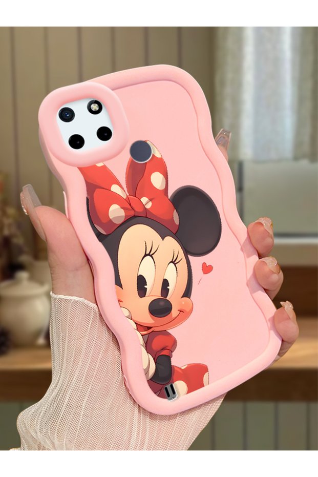 Realme C21Y Compatible Shockproof Simple Pink Silicone Phone Case Minnie Pattern