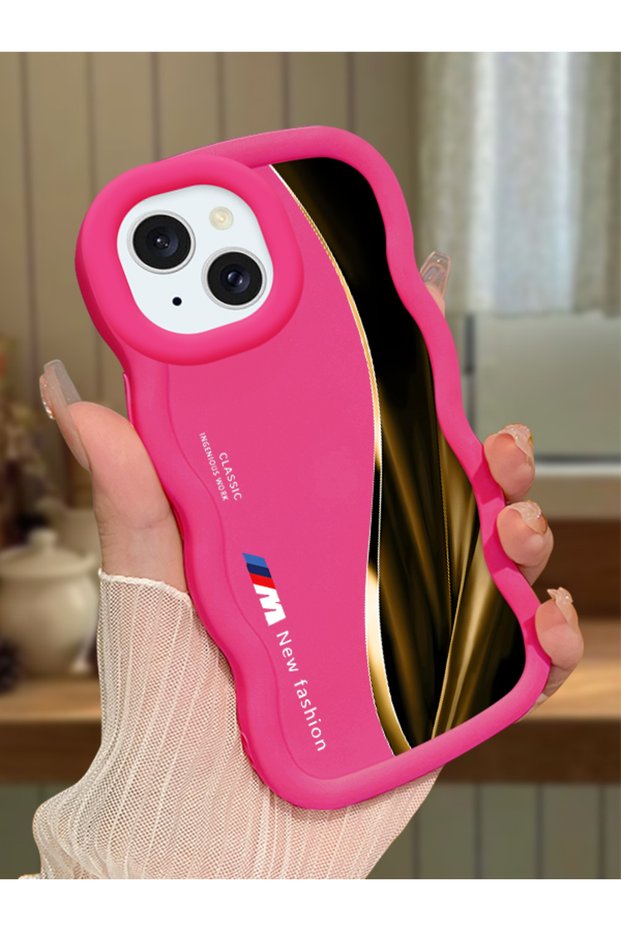 iPhone 15 Compatible Shockproof Simple Red Silicone Phone Case Bmw Pattern