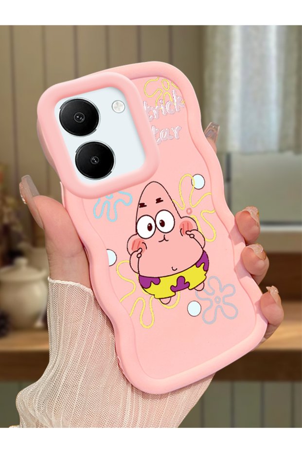 Vivo Y27S Compatible Shockproof Simple Pink Silicone Phone Case Spongebob Pattern