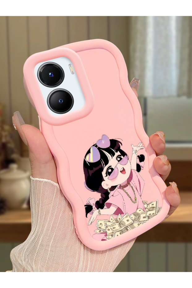 For Vivo Y56 Compatible Shockproof Simple Pink Silicone Phone Case Cute Girl Pattern