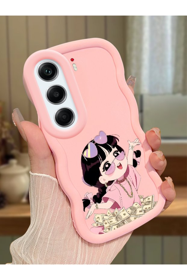 For Tecno Camon 40 Compatible Shockproof Simple Pink Silicone Phone Case Cute Girl Pattern
