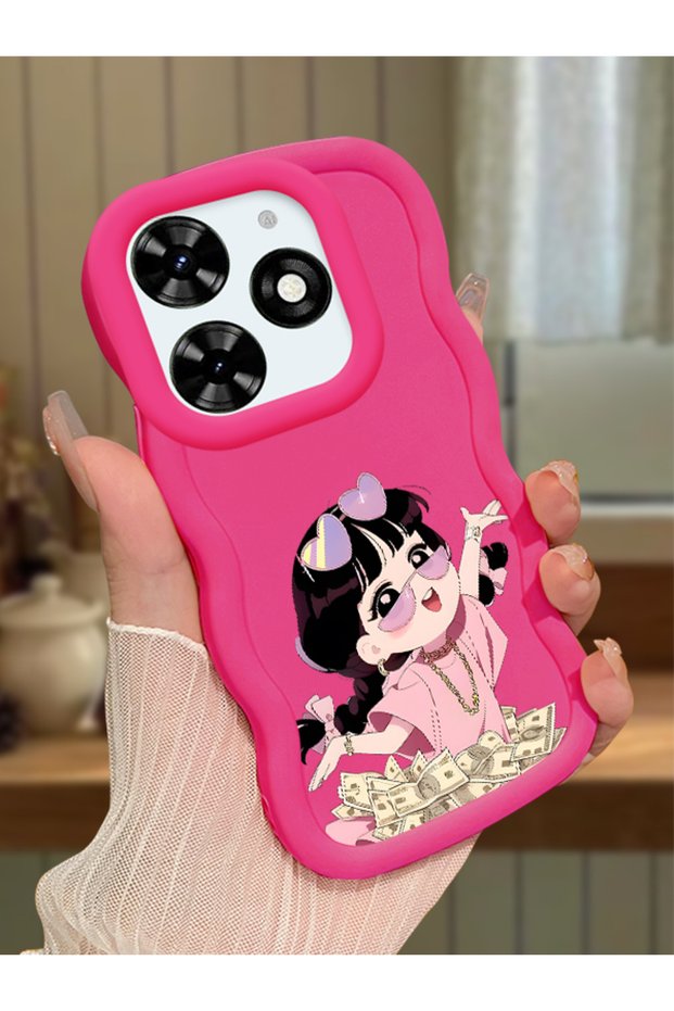 For Tecno Spark Go 2024 Compatible Shockproof Simple Red Silicone Phone Case Cute Girl Pattern