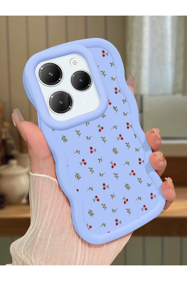 Infinix Hot 40 Compatible Shockproof Simple Blue Silicone Phone Case Cover Flower Pattern