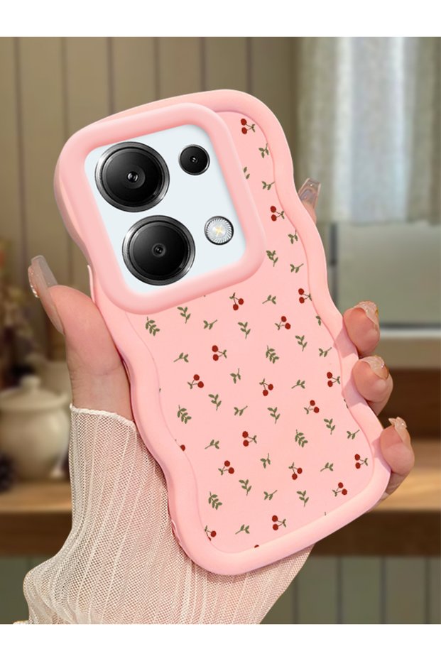 Redmi Note 13 Pro 4g Compatible Shockproof Simple Pink Silicone Phone Case Flower Pattern