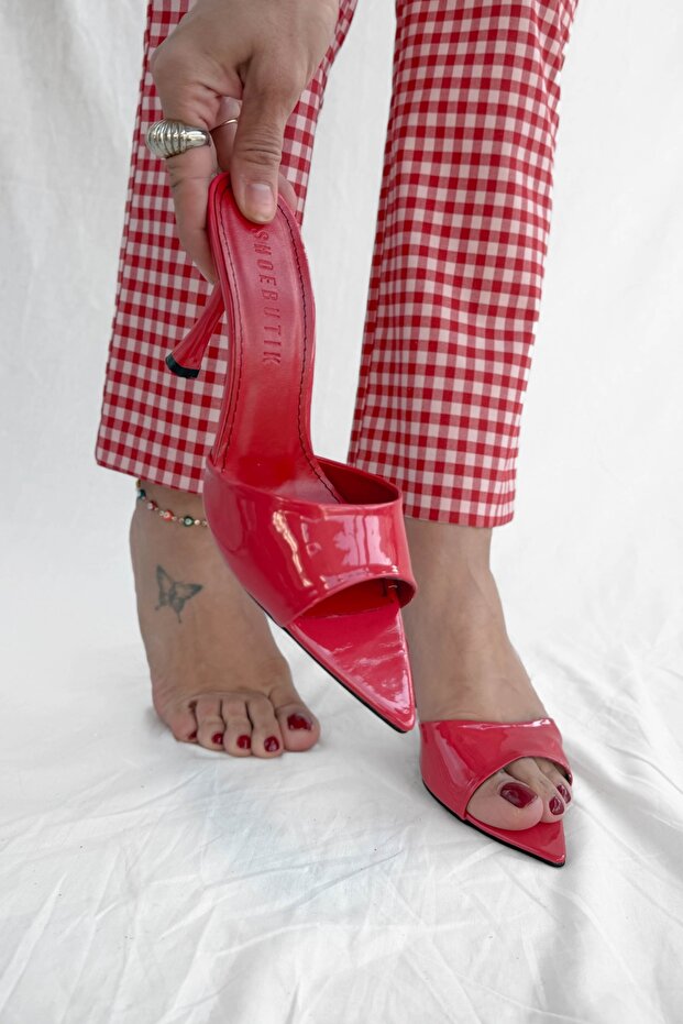 Alora Red Patent Leather Women's Heeled Slippers