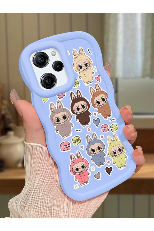 Poco X5 Pro 5g Compatible Shockproof Simple Blue Silicone Phone Case Labubu Pattern