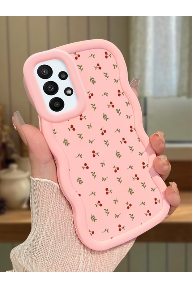 Samsung Galaxy A23 Compatible Shockproof Simple Pink Silicone Phone Case Cover Flower Pattern