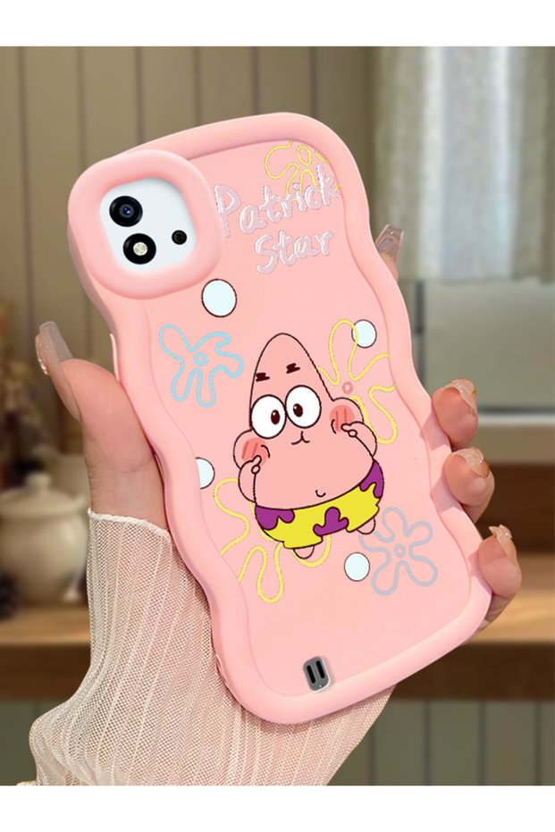 Realme C11 2021 Compatible Shockproof Simple Pink Silicone Phone Case Spongebob Pattern