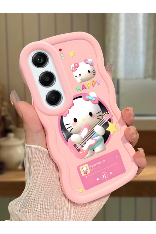 Tecno Camon 40 Compatible Shockproof Simple Pink Silicone Phone Case Hello Kitty Pattern
