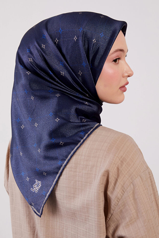 Crystal Scarf Star Pattern Navy Blue