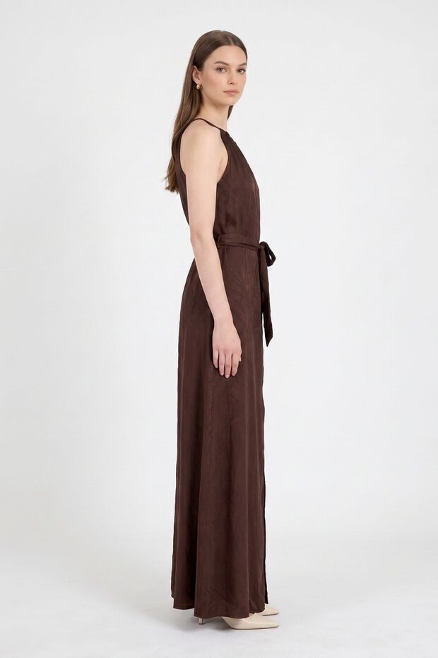 Rochie maro cu model și șliț 251656 - 2